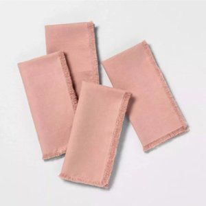 NWT Hearth & Hand w Magnolia-2 X 4 pack Raw Edge Linen Blend 8 Napkins Rose Gold